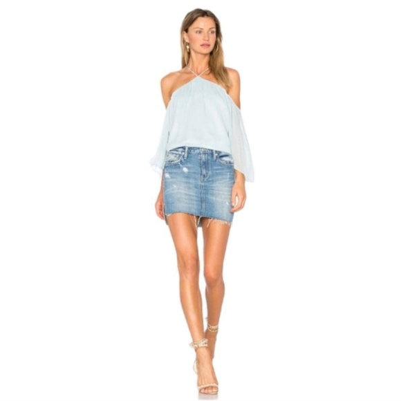 Lovers + Friends Y2K Elijah Distressed Asymmetrical Cotton Denim Mini Skirt 28 - Picture 10 of 12
